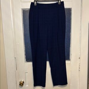 Nine West Women’s Navy Blue Checkered Straight Leg Pants Size 6